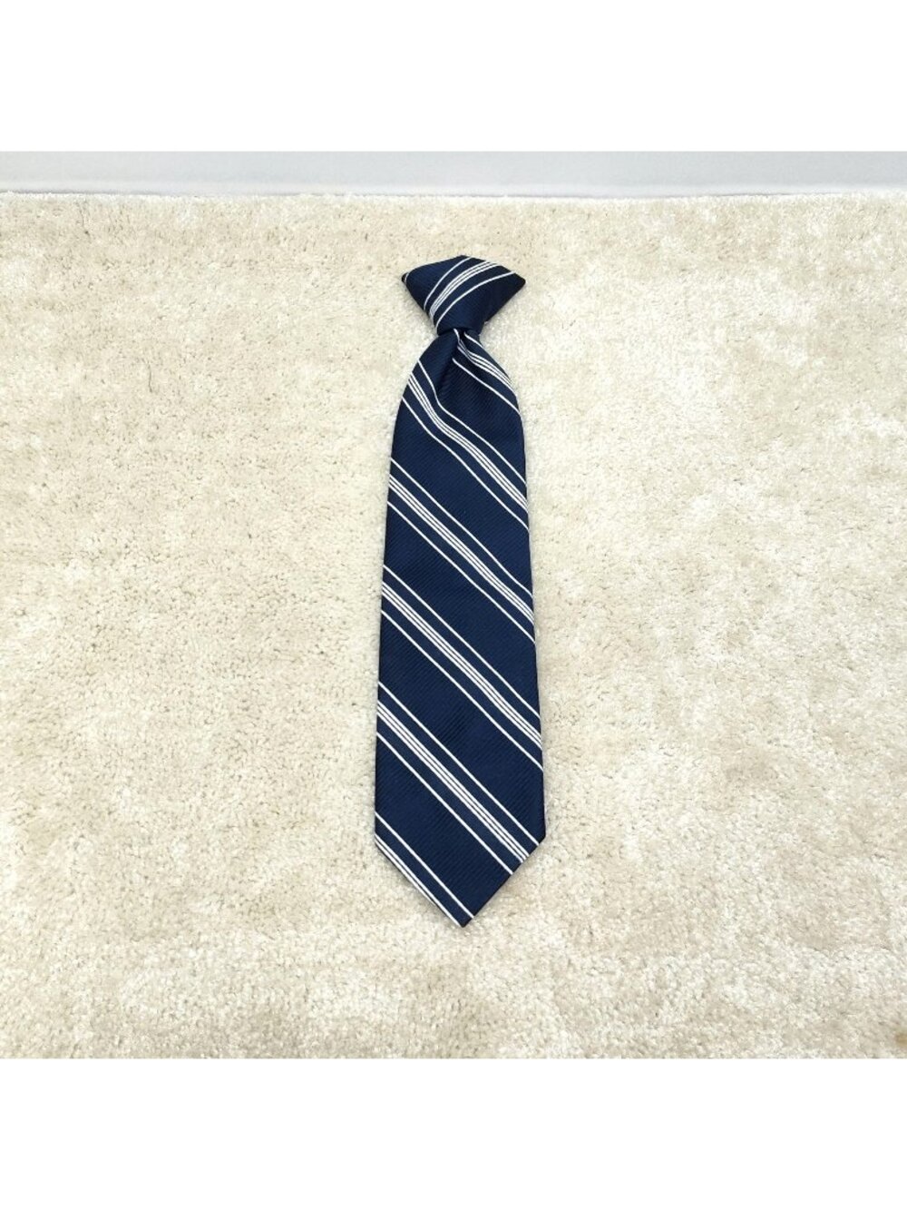 Hickok Le-Bils Clip On Necktie Striped Polyester Pre-Tied Mid Century Vintage